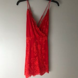 Lovers + Friends Mini Red lace Dress